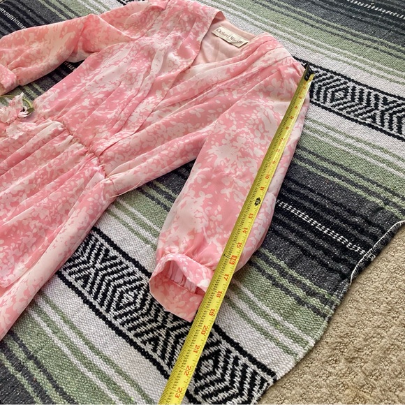 Vintage 80s pastel pink Barbiecore ruffly puff sleeve midi dress - Picture 7 of 12